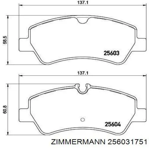 Купить 256031751 Zimmermann Колодки тормозные задние, дисковые