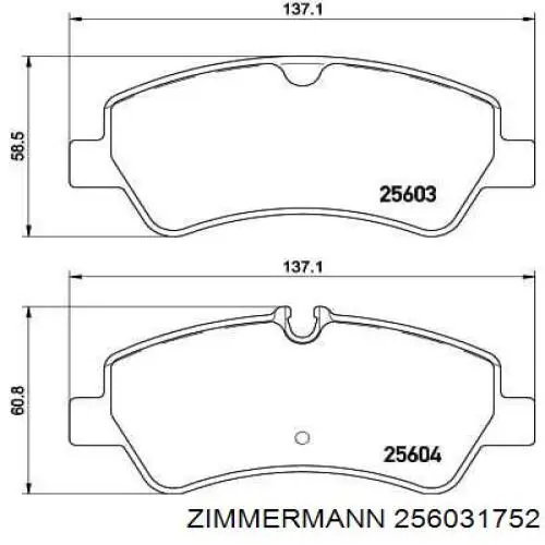 Задние тормозные колодки 256031752 Zimmermann