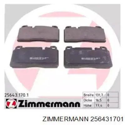Колодки Zimmermann 256431701 цена, от 53.65 USD