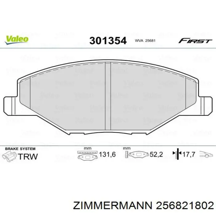 Колодки Zimmermann 256821802 цена, от 51.32 USD