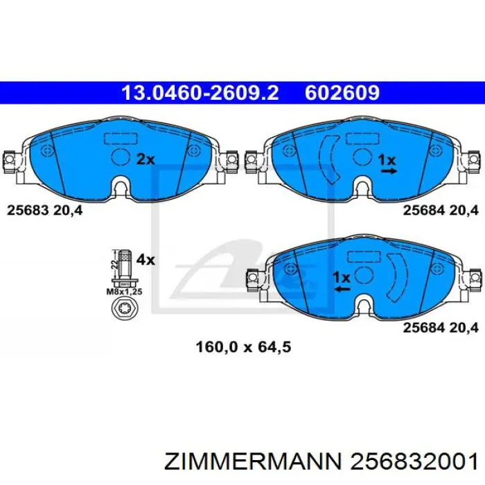 Купить 256832001 Zimmermann Колодки тормозные