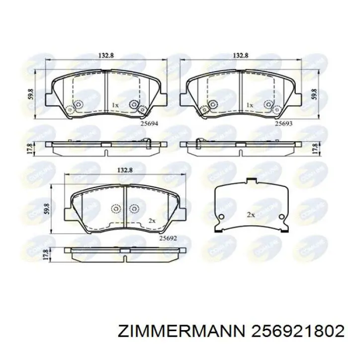 Передние тормозные колодки 256921802 Zimmermann