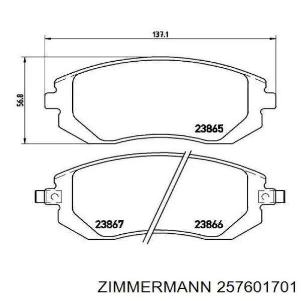 Передние тормозные колодки 257601701 Zimmermann