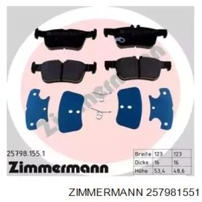 Задние дисковые колодки Zimmermann 257981551