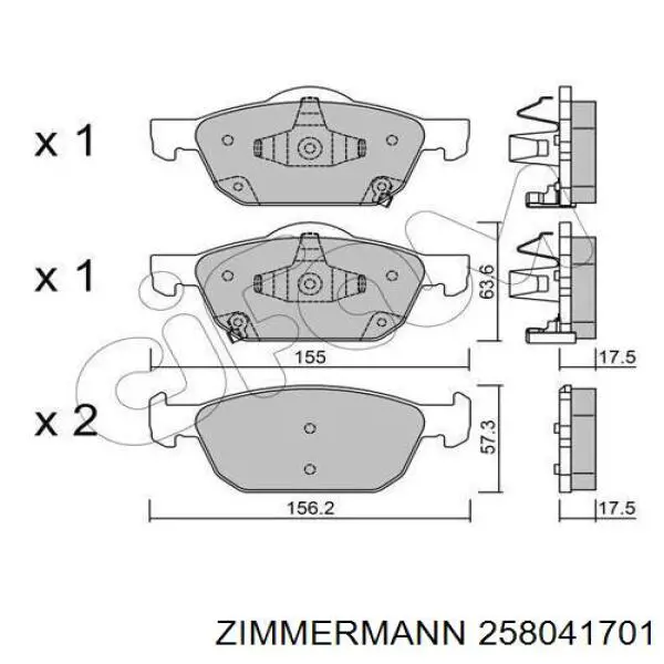 Передние тормозные колодки 258041701 Zimmermann