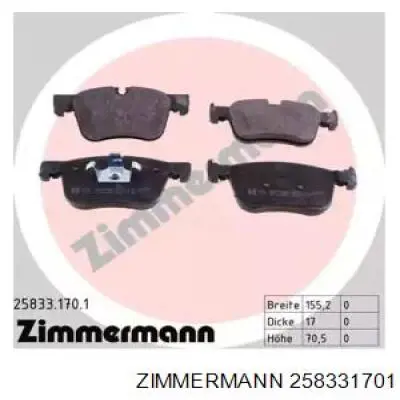 Колодки Zimmermann 258331701 цена, от 53.49 USD