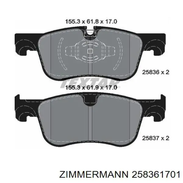 Передние тормозные колодки 258361701 Zimmermann