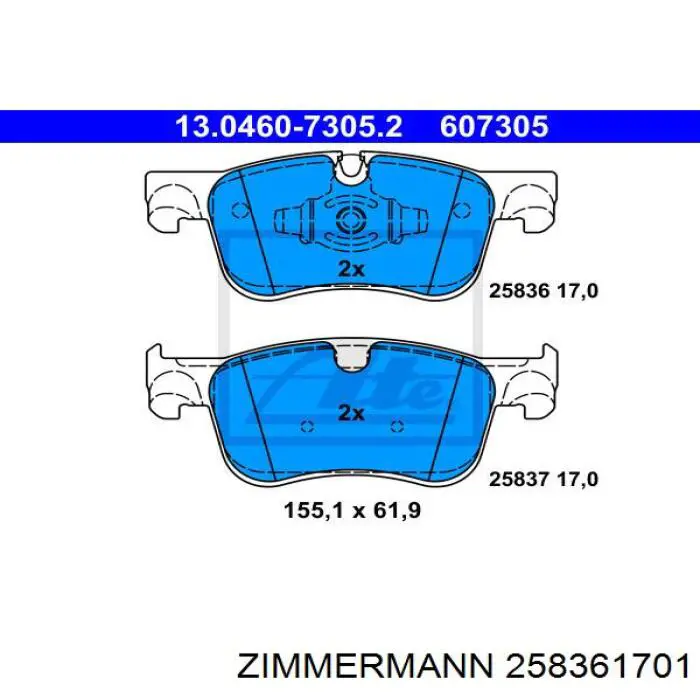 Купить 258361701 Zimmermann Колодки тормозные