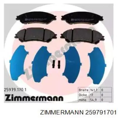 Купить 259791701 Zimmermann Колодки тормозные