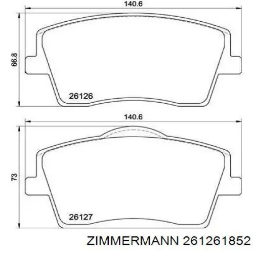 Колодки Zimmermann 261261852 цена, от 76.41 USD