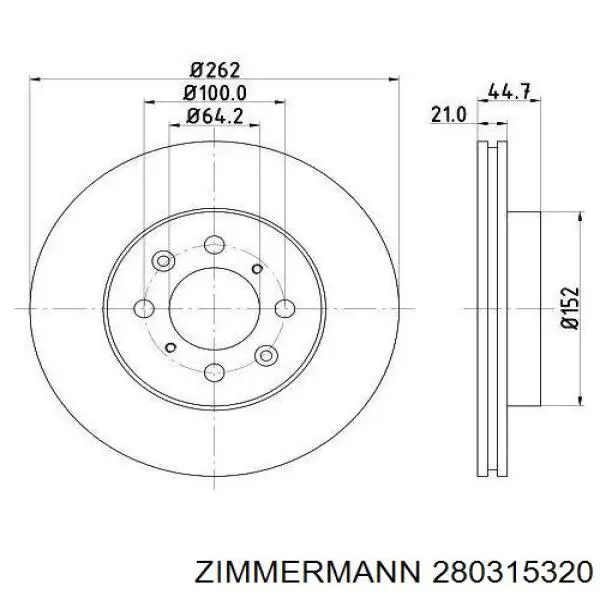 Тормоз дисковый передний Zimmermann 280315320 цена, от 32.29 USD