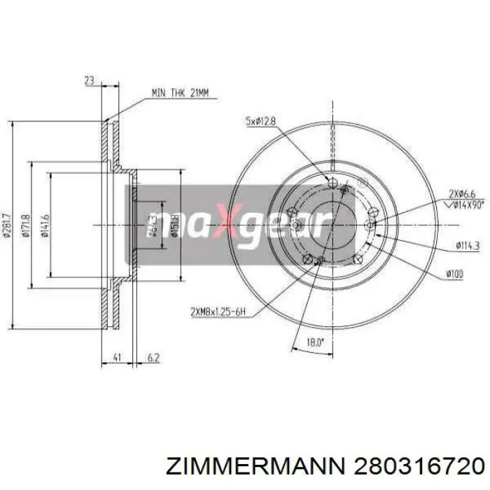 Передние тормозные диски 280316720 Zimmermann