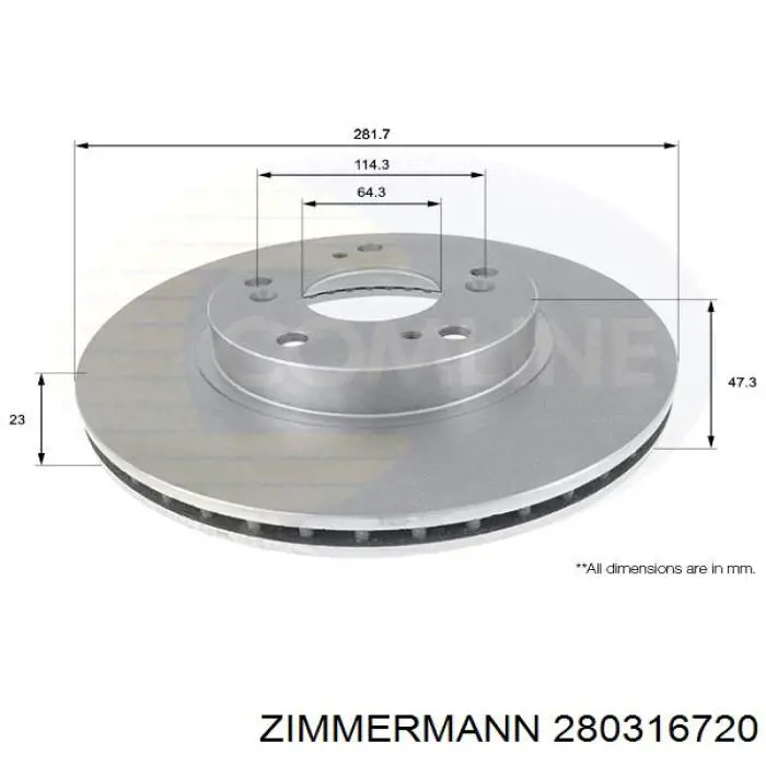 Передний тормозной диск Zimmermann 280316720