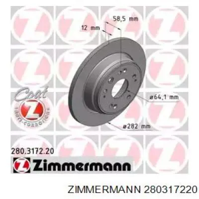 Тормозные диски 280317220 Zimmermann