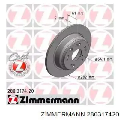 Тормозные диски 280317420 Zimmermann