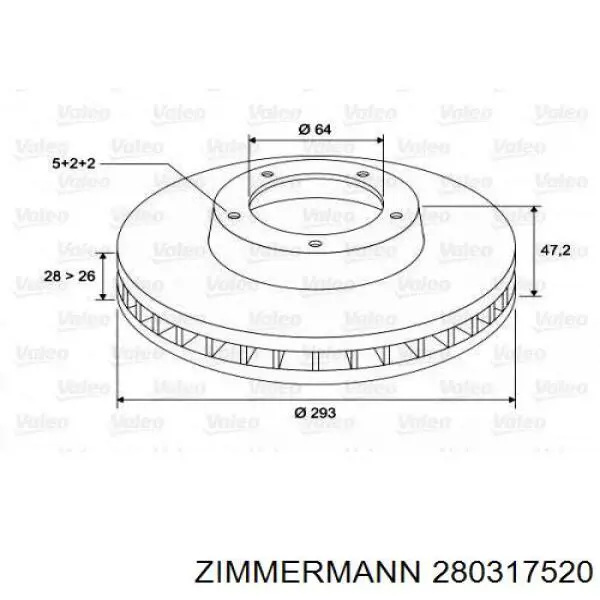 Тормоз дисковый передний Zimmermann 280317520 цена, от 65.58 USD