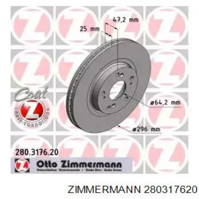Передний тормозной диск Zimmermann 280317620