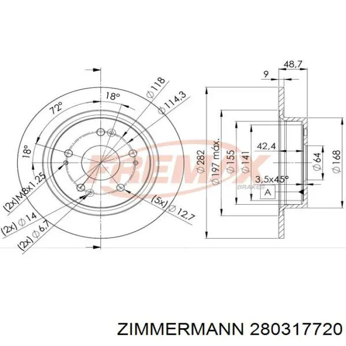 Задний тормозной диск Zimmermann 280317720 цена, от 37.61 USD