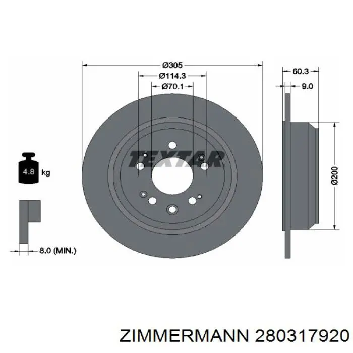 Купить 280317920 Zimmermann Диск тормозной задний