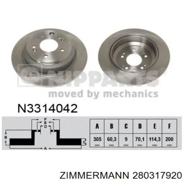 Задний дисковый тормоз Zimmermann 280317920