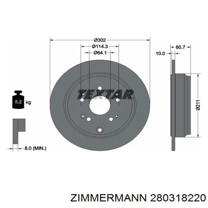 Задний тормозной диск Zimmermann 280318220 цена, от 50.16 USD