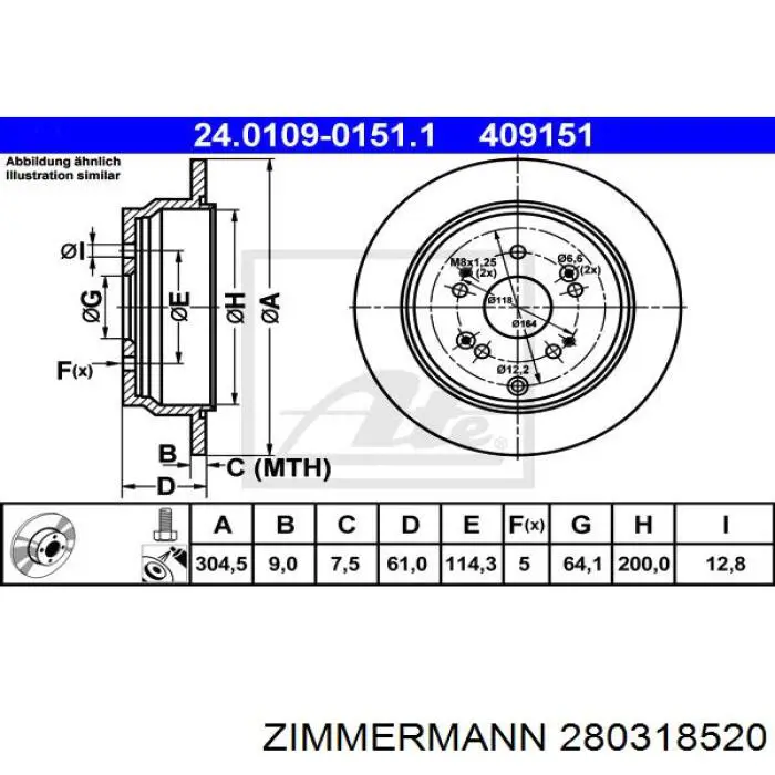 Тормозные диски 280318520 Zimmermann