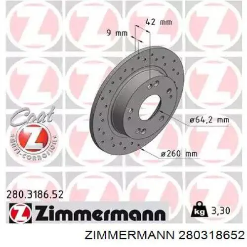 Тормозные диски 280318652 Zimmermann