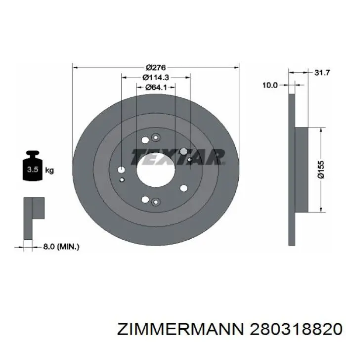 Купить 280318820 Zimmermann Диск тормозной задний