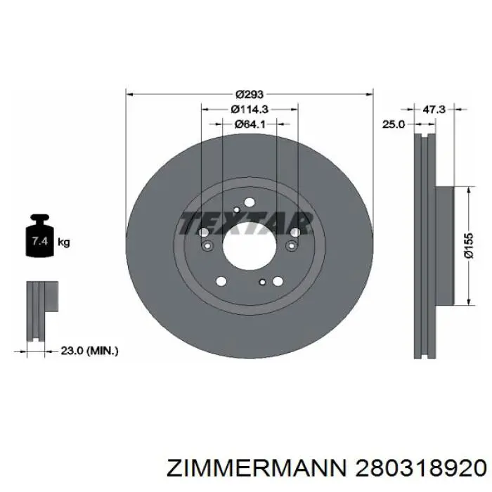 Тормоз дисковый передний Zimmermann 280318920 цена, от 64.17 USD