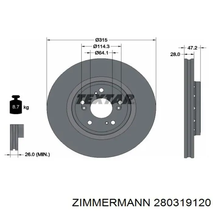 280319120 Zimmermann тормозные диски