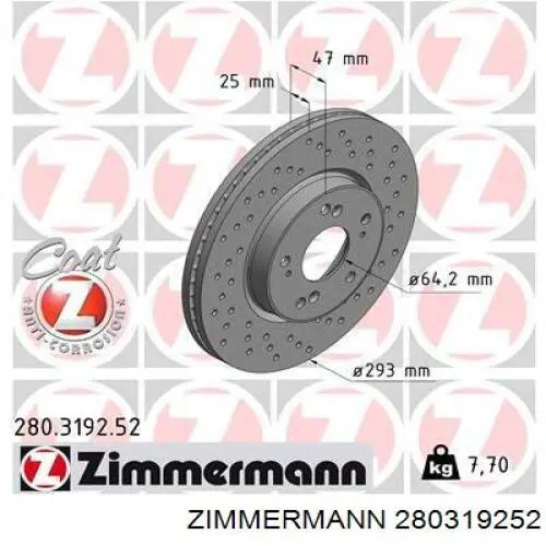 280319252 Zimmermann тормозные диски