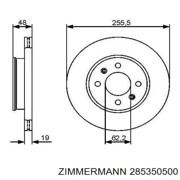 Купить 285350500 Zimmermann Ротор тормозной