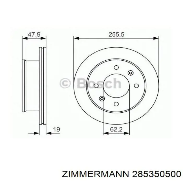 285350500 Zimmermann Диск тормозной передний