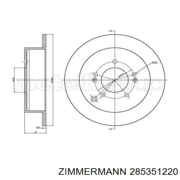 Купить 285351220 Zimmermann Диск тормозной задний