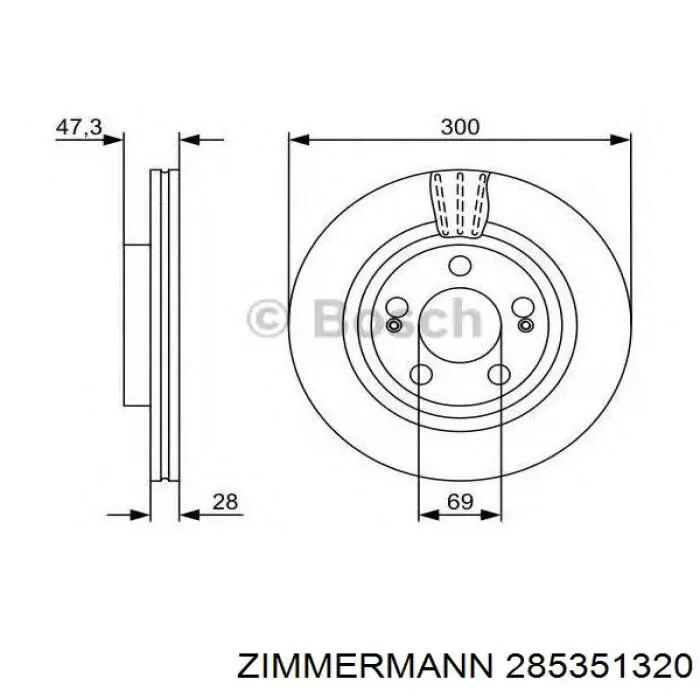 285351320 Zimmermann диск тормозной передний