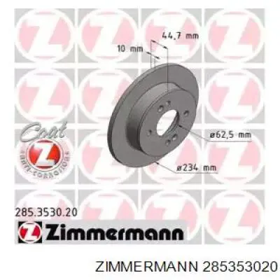 Тормозные диски 285353020 Zimmermann