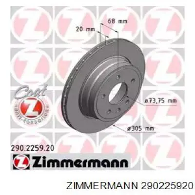 Тормозные диски 290225920 Zimmermann