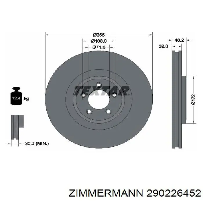 Купить 290226452 Zimmermann Ротор тормозной