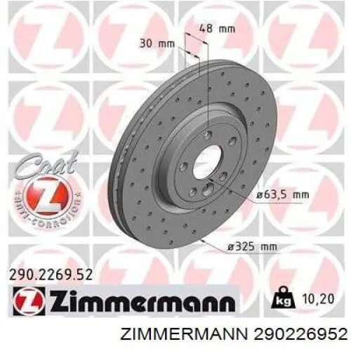 290226952 Zimmermann disco do freio dianteiro
