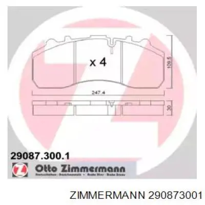 290873001 Zimmermann колодки тормозные передние дисковые