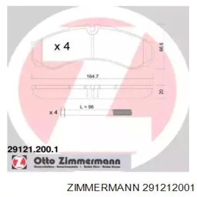 Задние тормозные колодки 291212001 Zimmermann