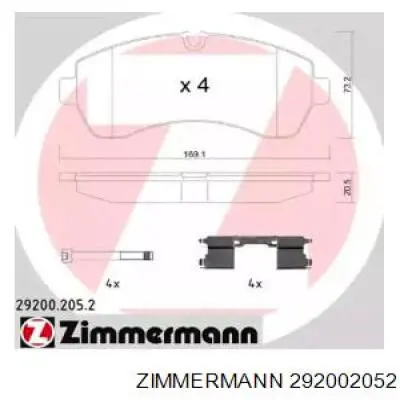 292002052 Zimmermann колодки тормозные передние дисковые