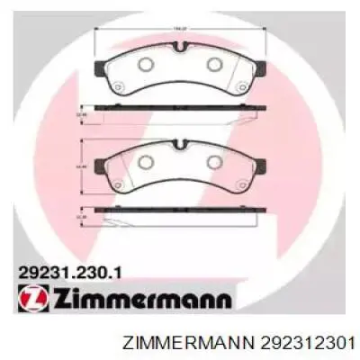 292312301 Zimmermann колодки тормозные задние дисковые
