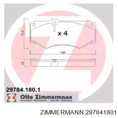 Колодки гальмівні передні, дискові 297841801 Zimmermann