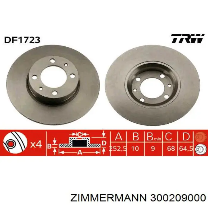300209000 Zimmermann диск тормозной передний