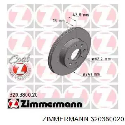 Передние тормозные диски 320380020 Zimmermann