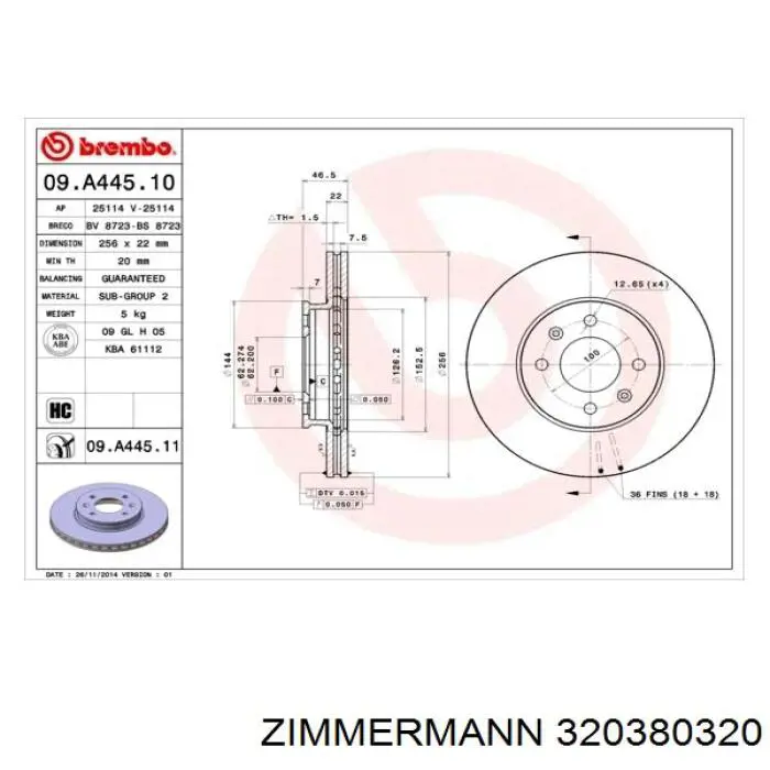 Передние тормозные диски 320380320 Zimmermann