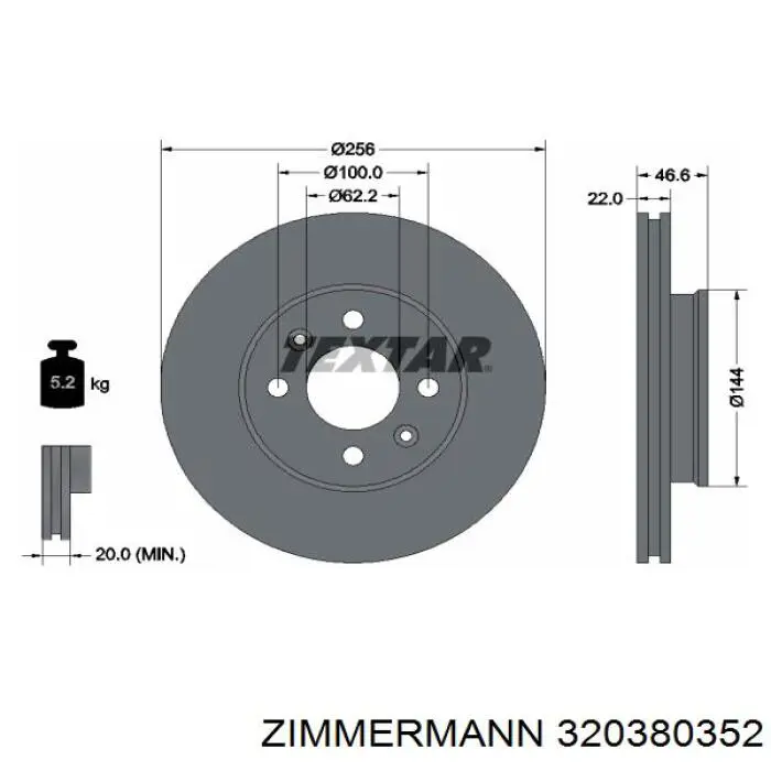 Тормоз дисковый передний Zimmermann 320380352 цена, от 31.94 USD