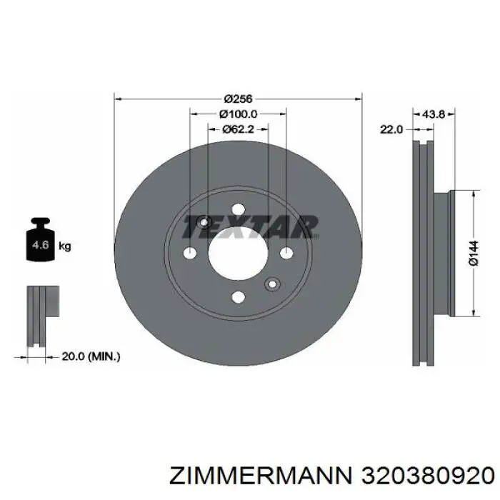 Freno de disco delantero 320380920 Zimmermann