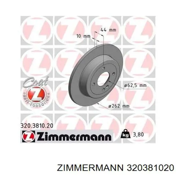 Задний тормозной диск Zimmermann 320381020 цена, от 39.17 USD